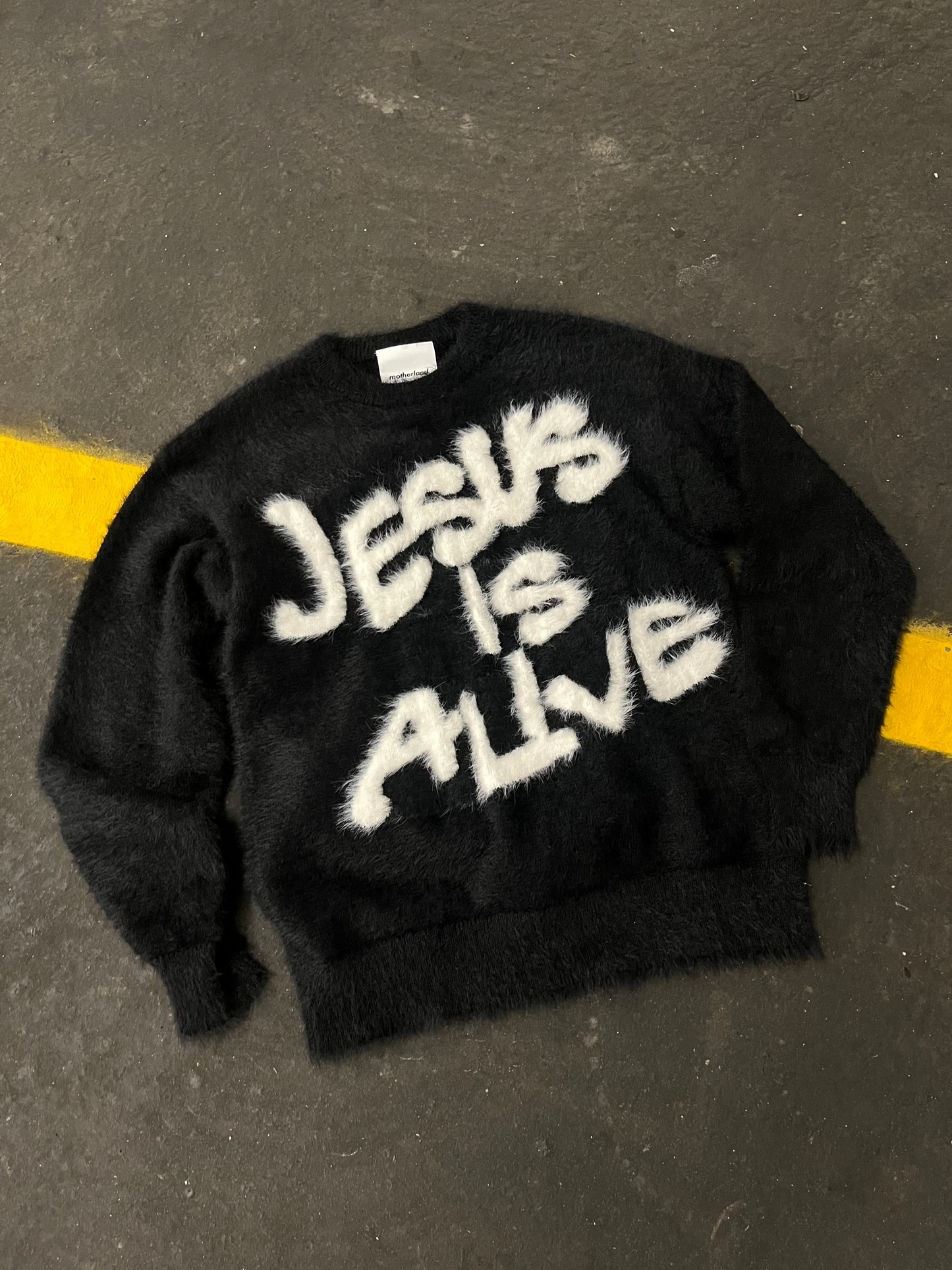 JESUS FUZZY SWEATER BLACK