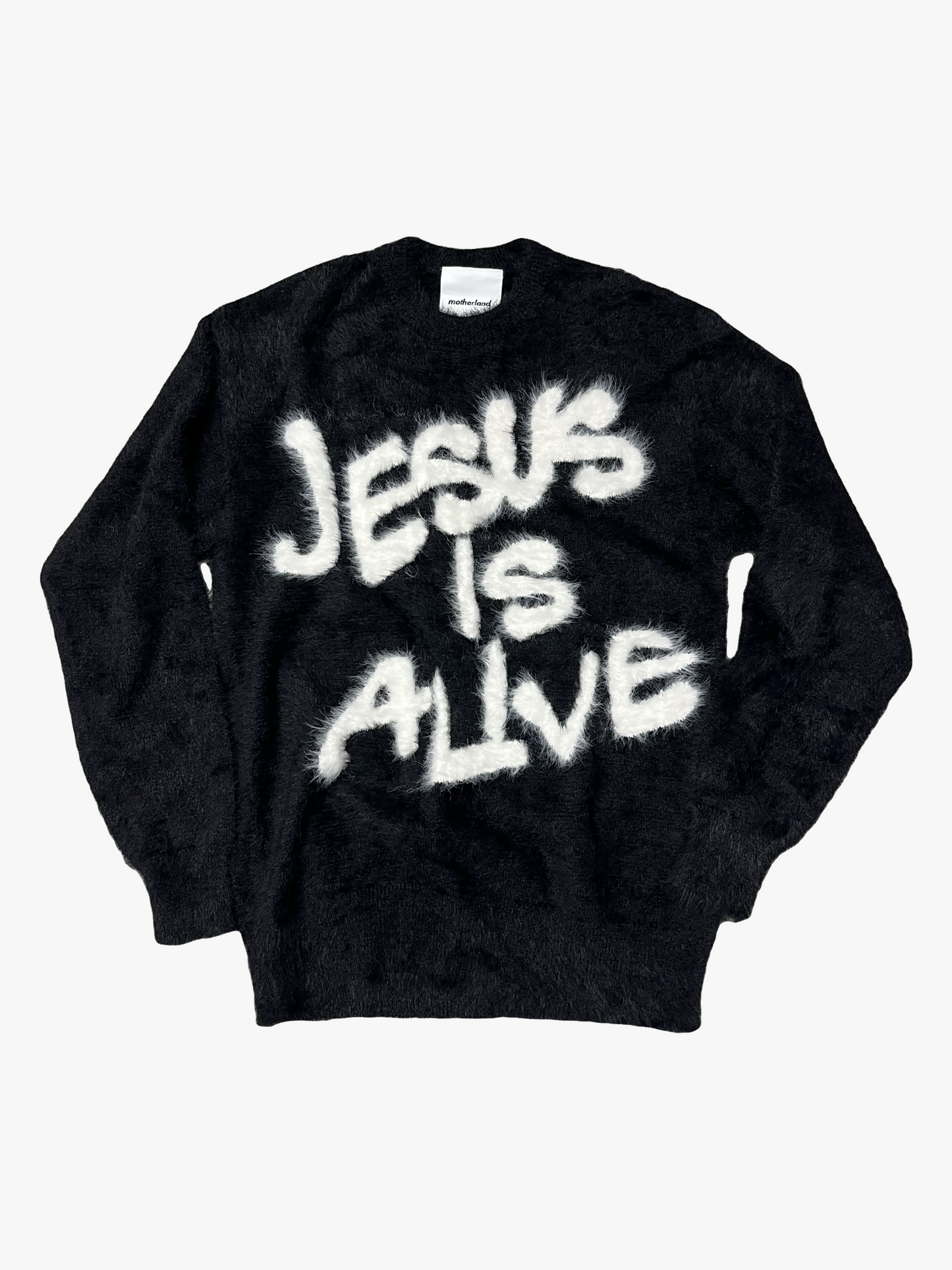 JESUS FUZZY SWEATER BLACK